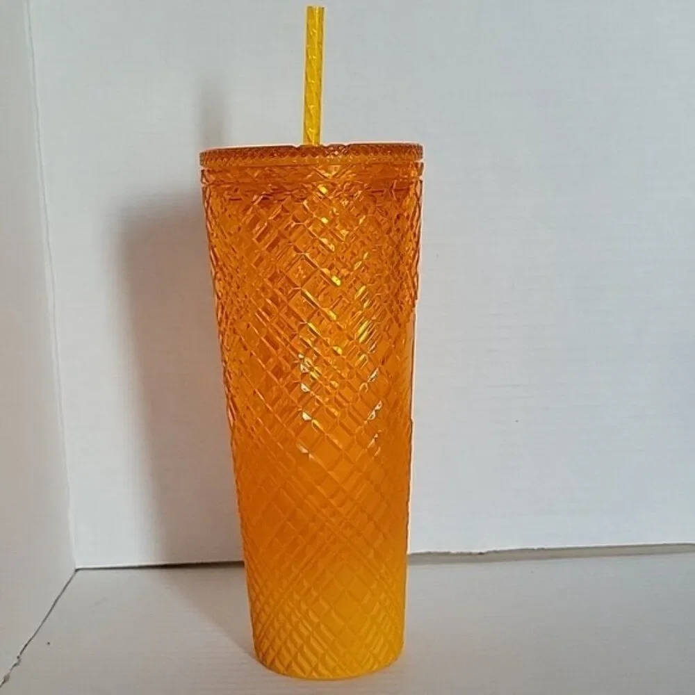 Starbucks Cold Travel Tumbler Cup 2021 24 Oz Venti Ombre Orange Mango Jeweled